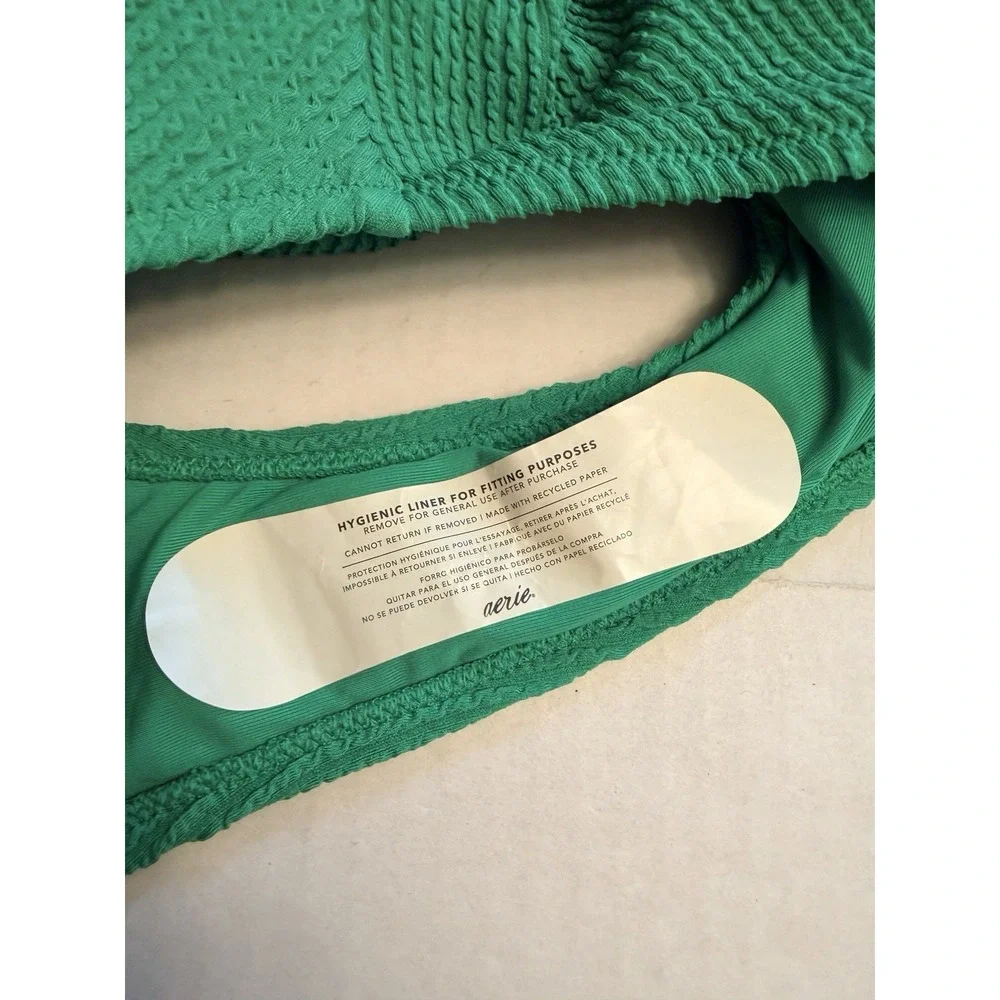 NWT Aerie L Crinkle Birthday Scoop Cheekiest One Piece Jelly Bean Green Swimsuit